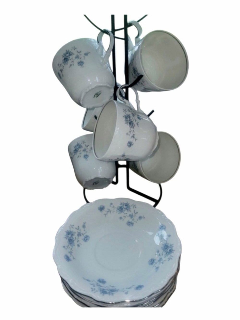 Vintage Blue Garland by Johann Haviland Teacups and Saucers